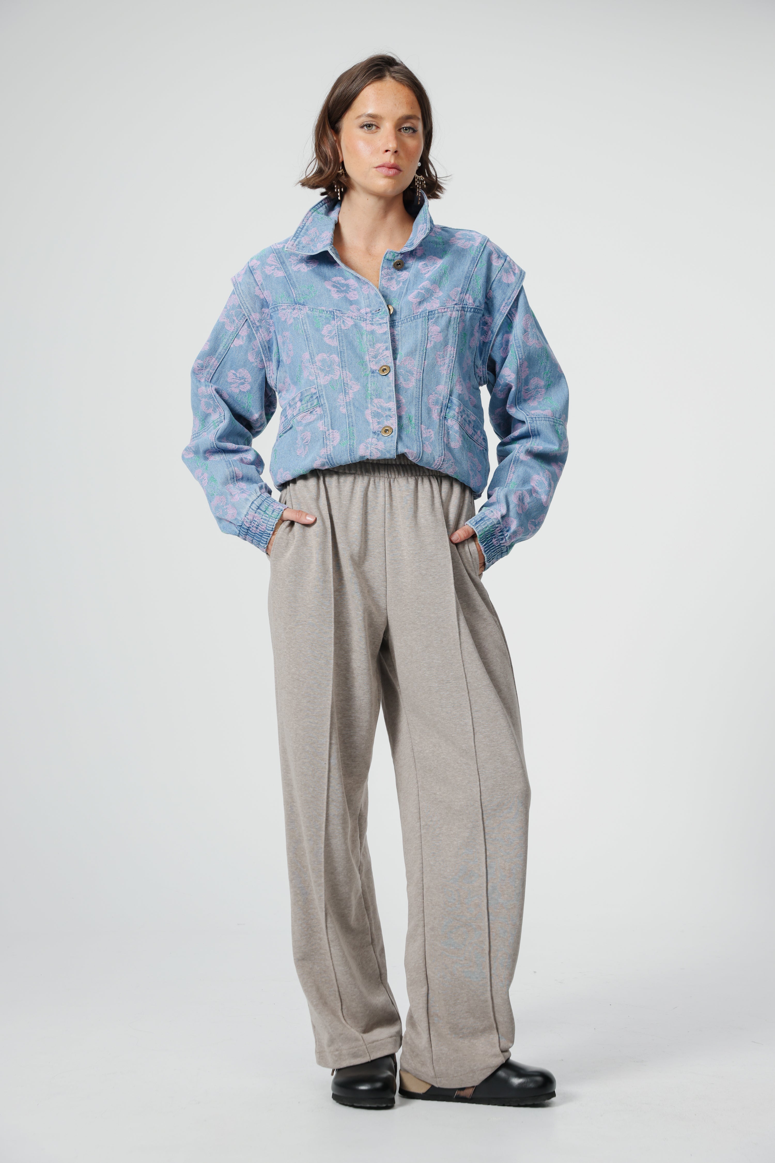 ジャケット・アウター FIORE PRINT DENIM DRESS ジャケット・アウター