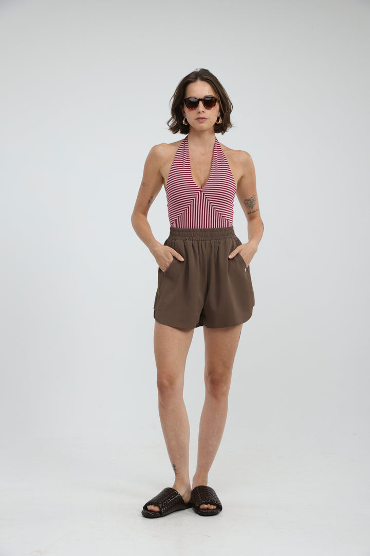 Note Pink/Wine Striped Bodysuit