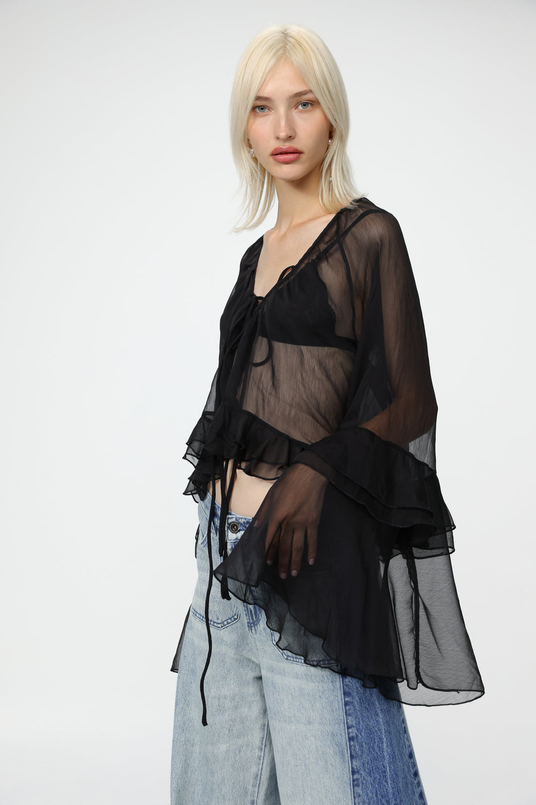 Sheer Black Boho Blouse
