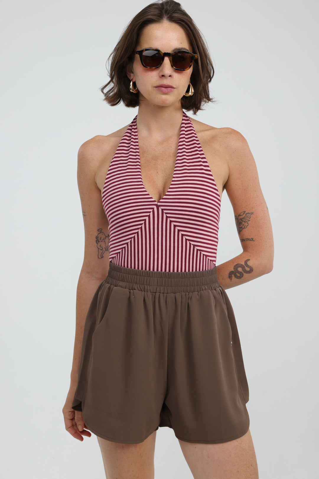 Note Pink/Wine Striped Bodysuit