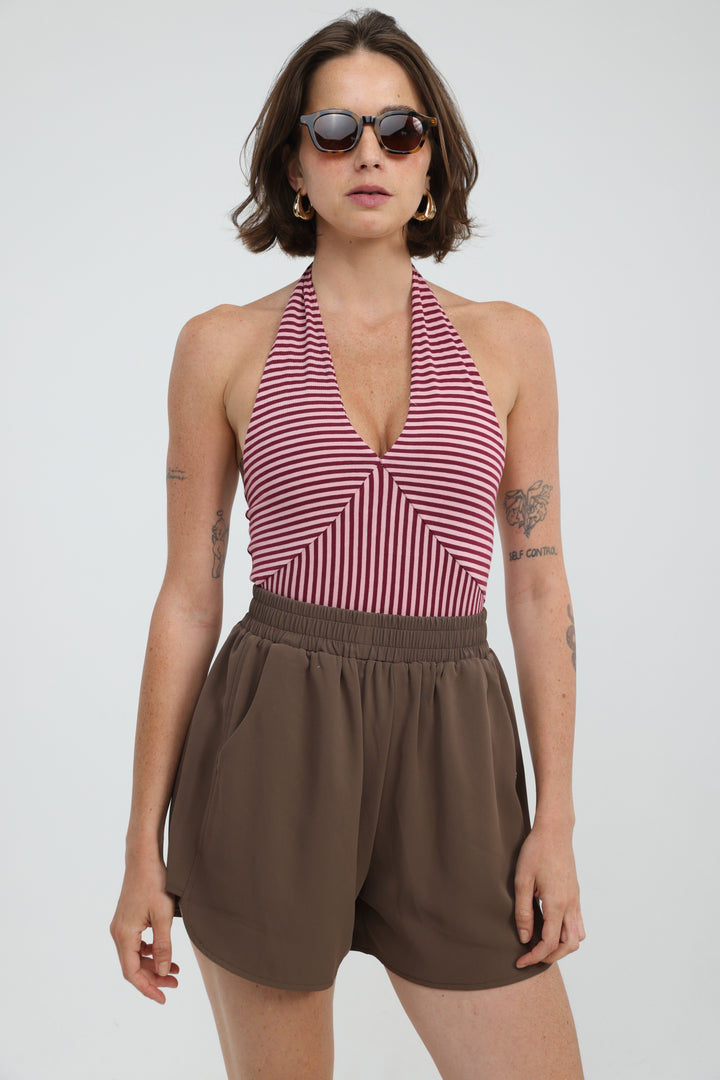 Note Pink/Wine Striped Bodysuit