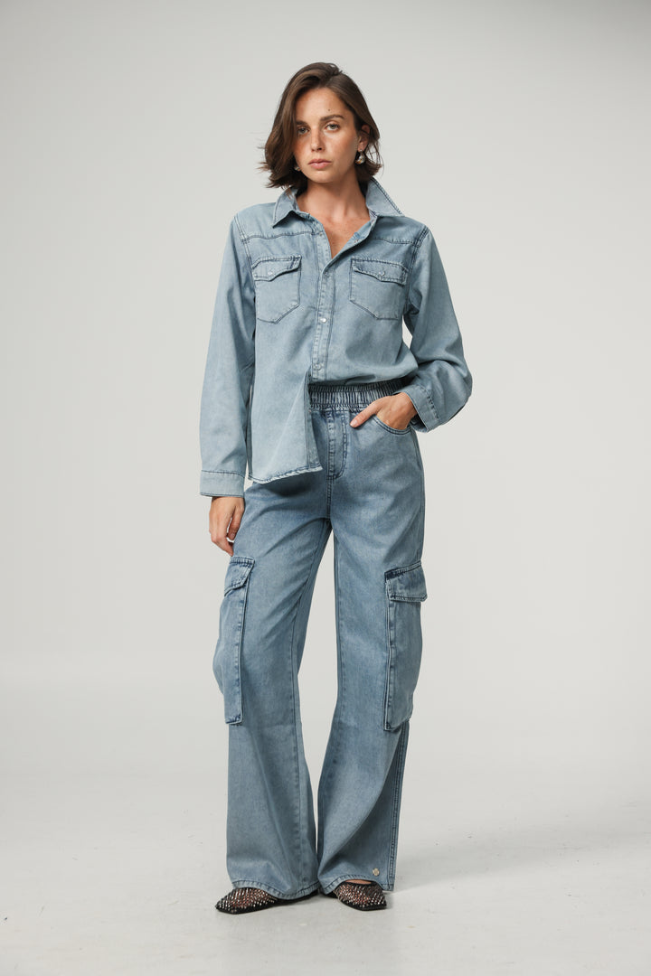 Soft Blue Cargo Denim