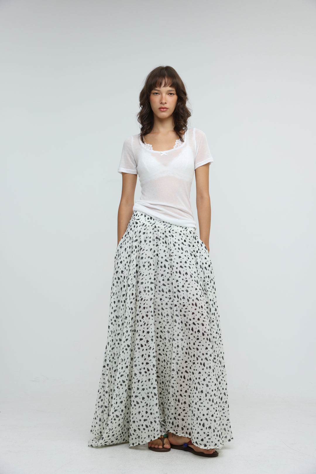 White Dots Maxi Skirt