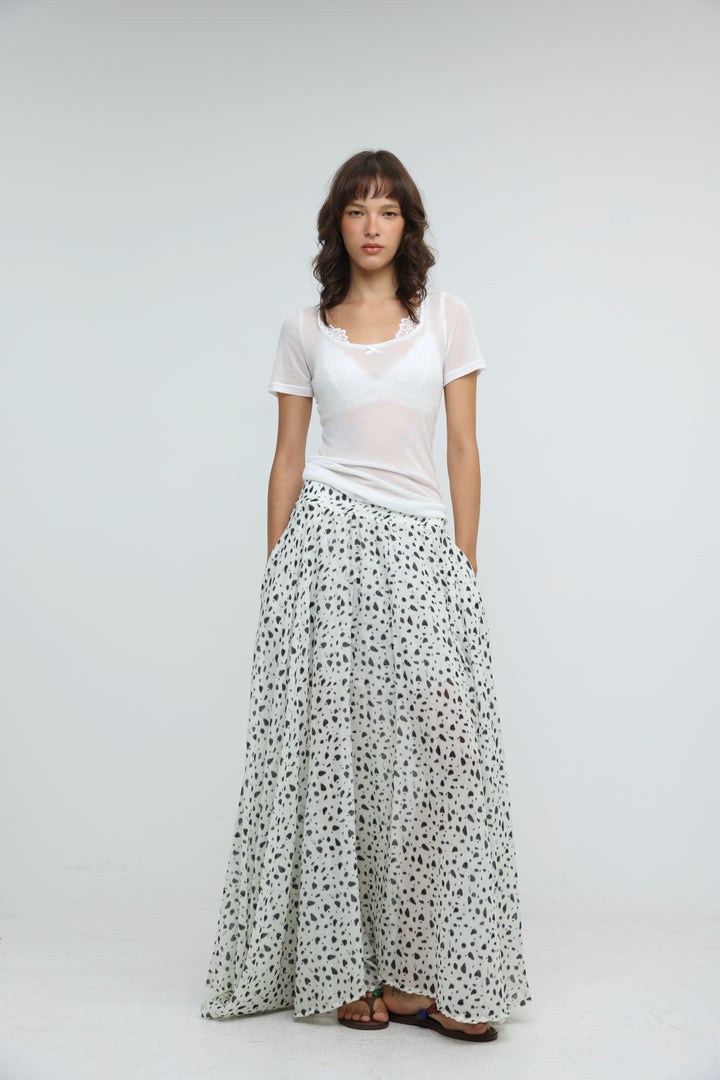 White Dots Maxi Skirt