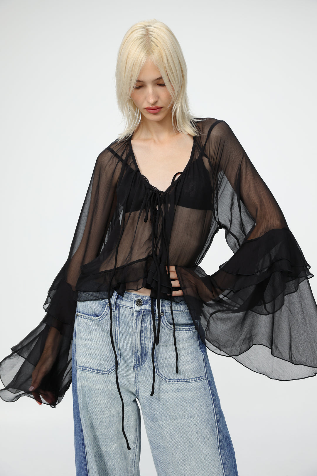 Sheer Black Boho Blouse
