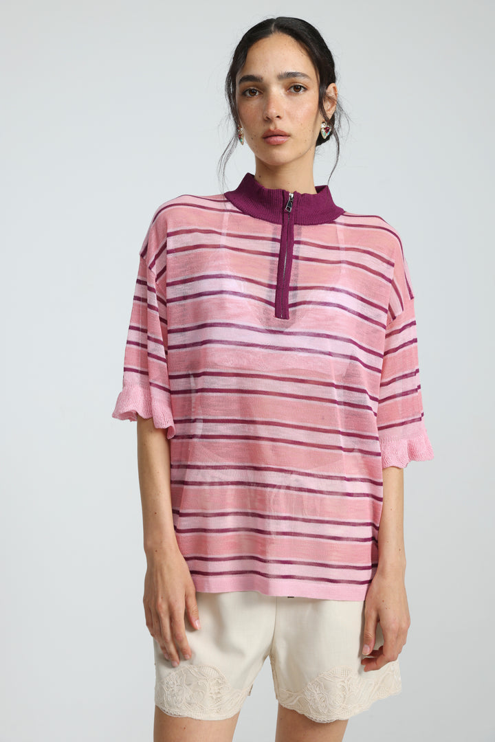 Dusk Pink Stripes Polo
