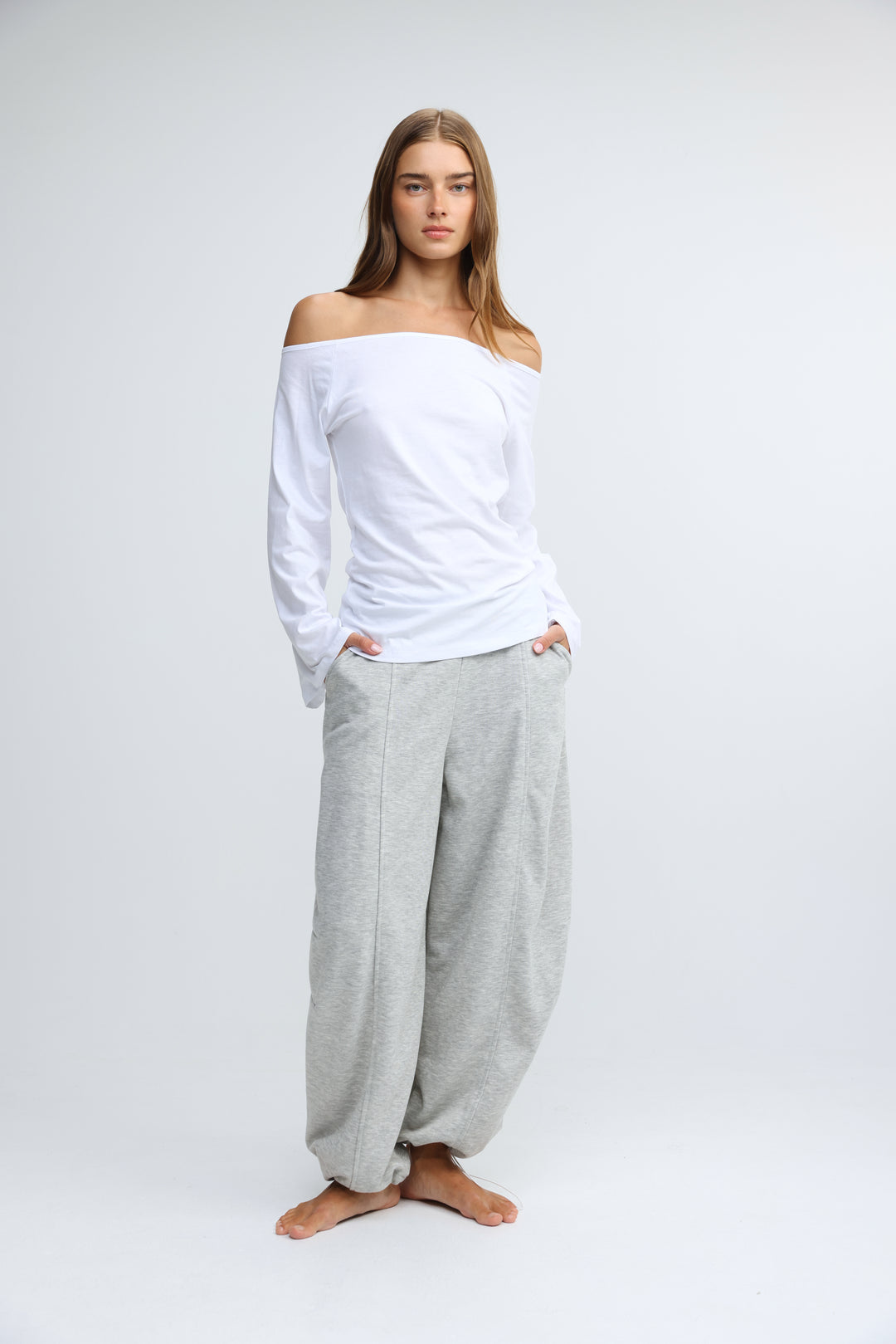 Clean63 White Off Shoulder Shirt