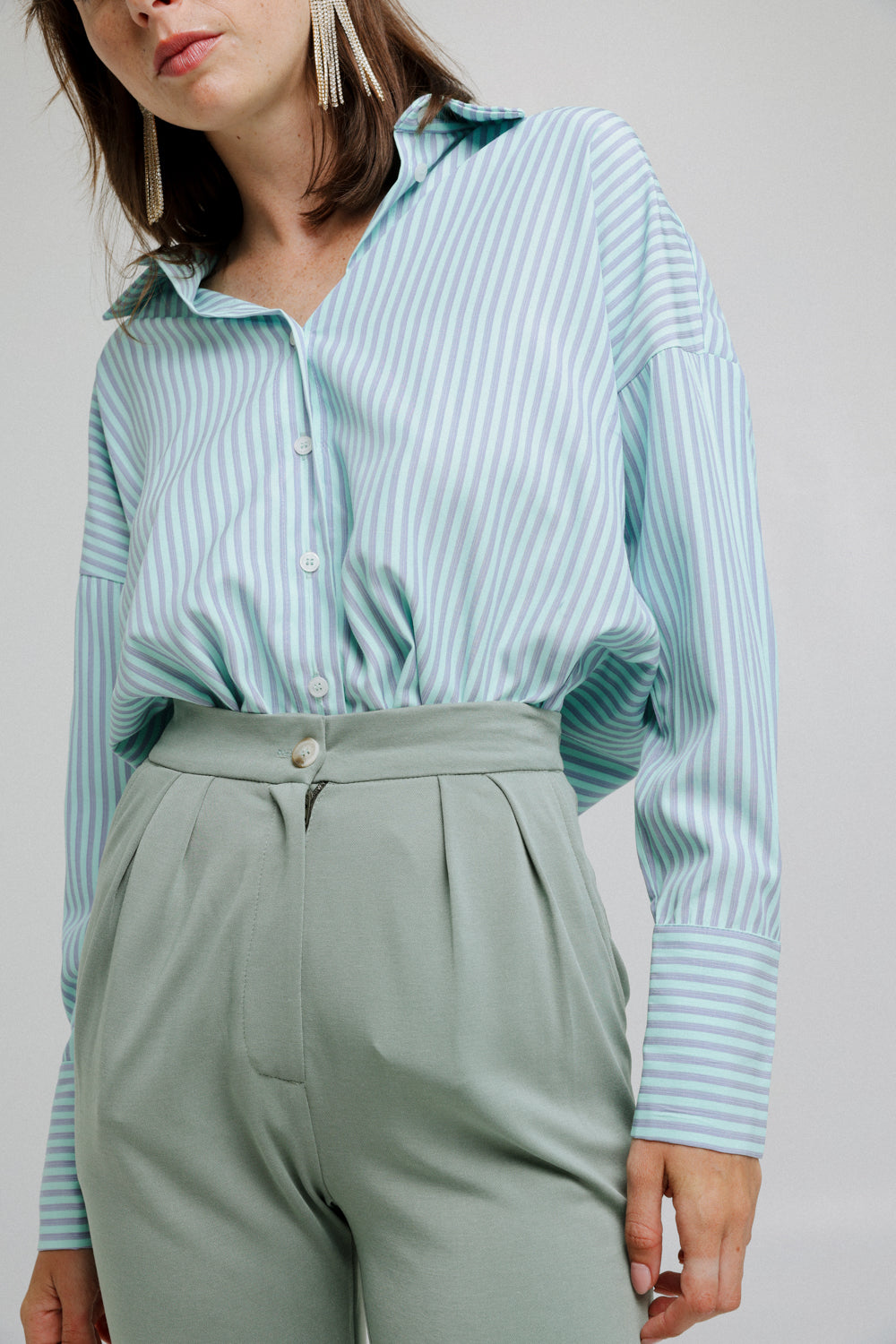 Stripes Aqua Buttoned Shirt