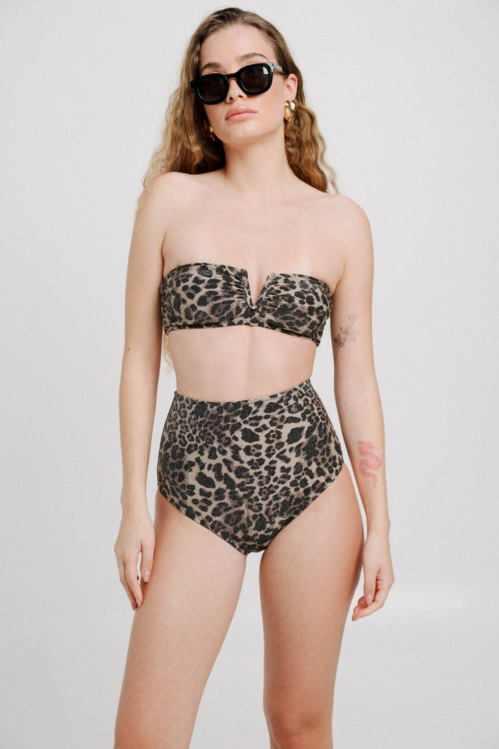Aniston Sparkly Leopard Bikini Top