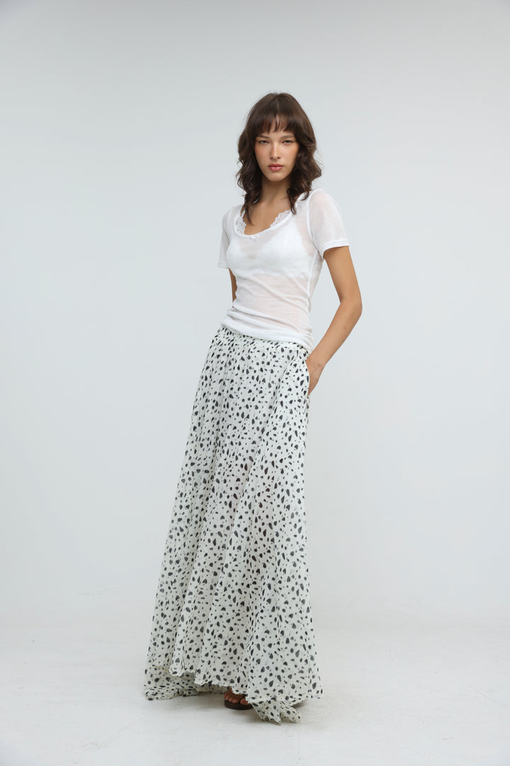 White Dots Maxi Skirt