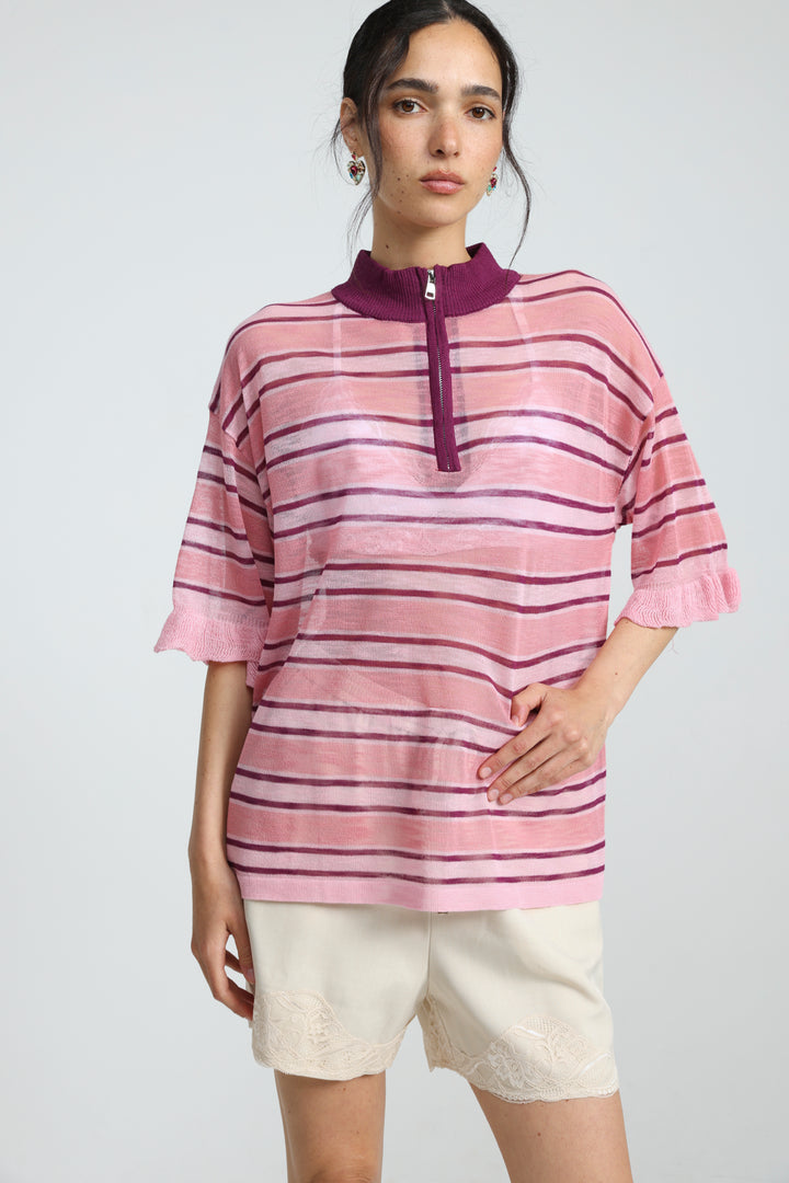Dusk Pink Stripes Polo