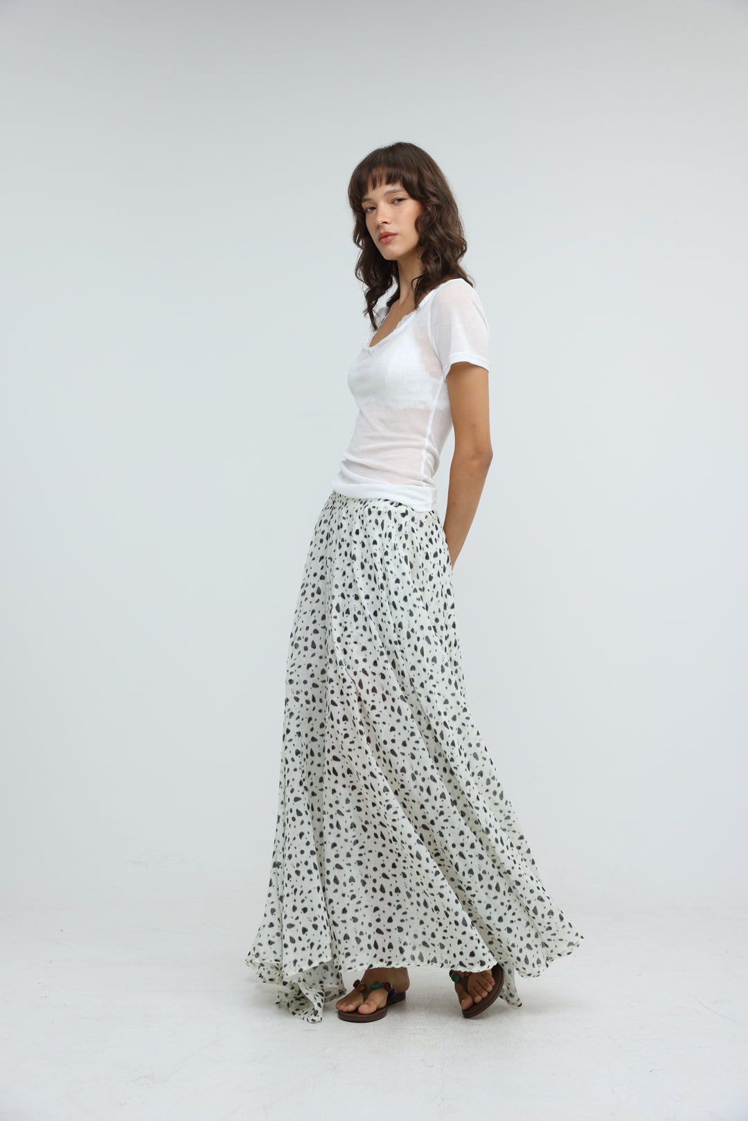 White Dots Maxi Skirt