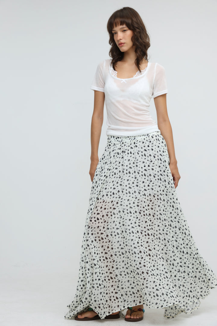 White Dots Maxi Skirt
