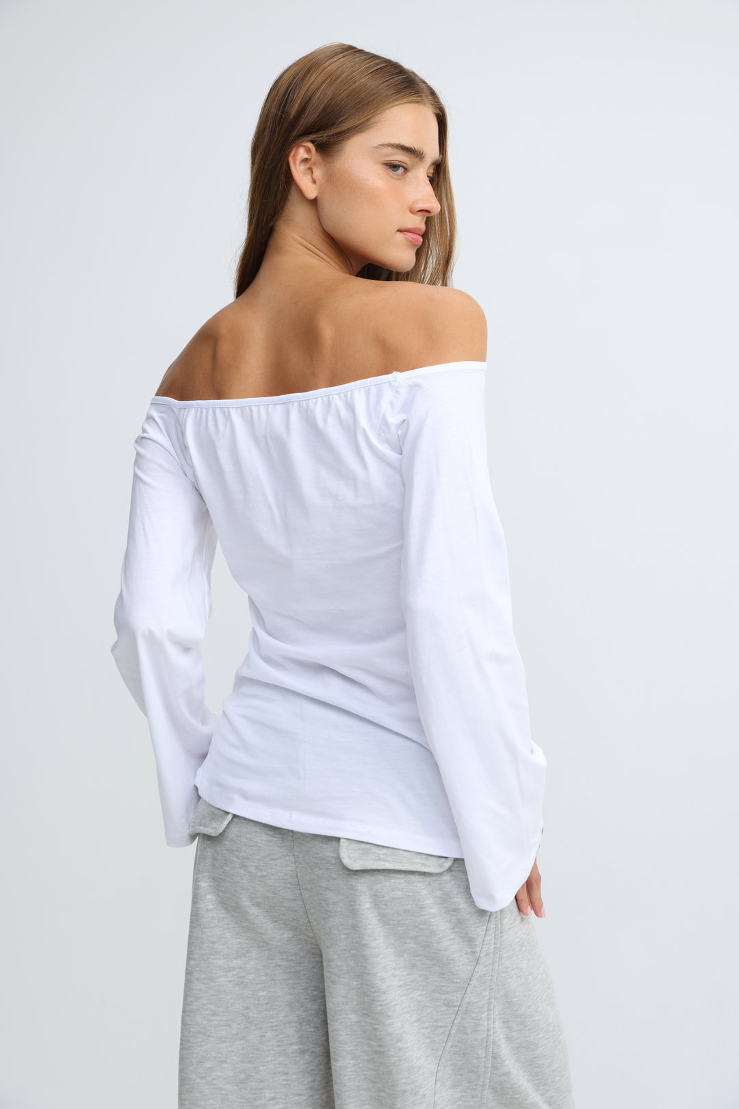 Clean63 White Off Shoulder Shirt