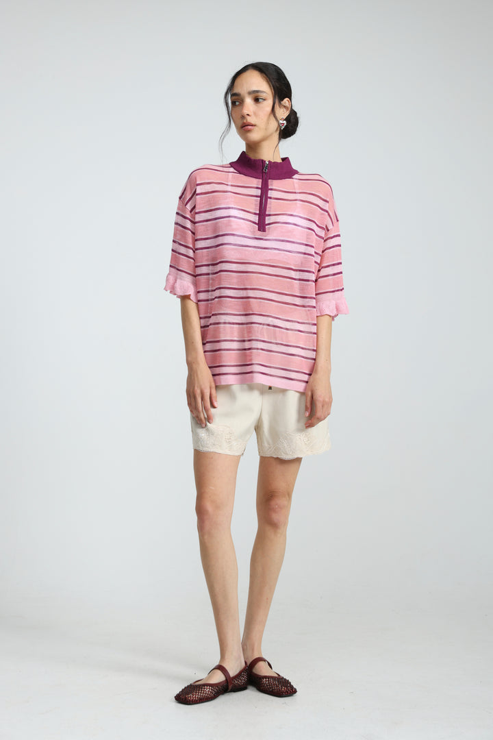 Dusk Pink Stripes Polo
