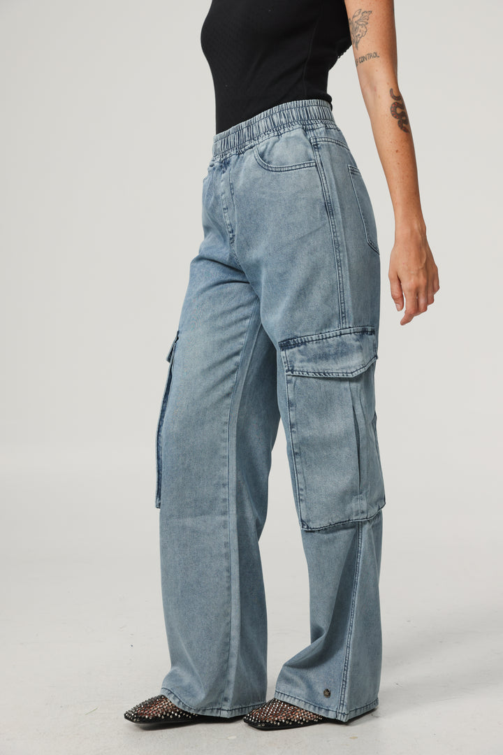Soft Blue Cargo Denim