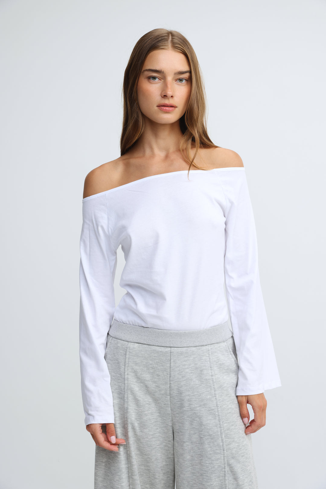 Clean63 White Off Shoulder Shirt