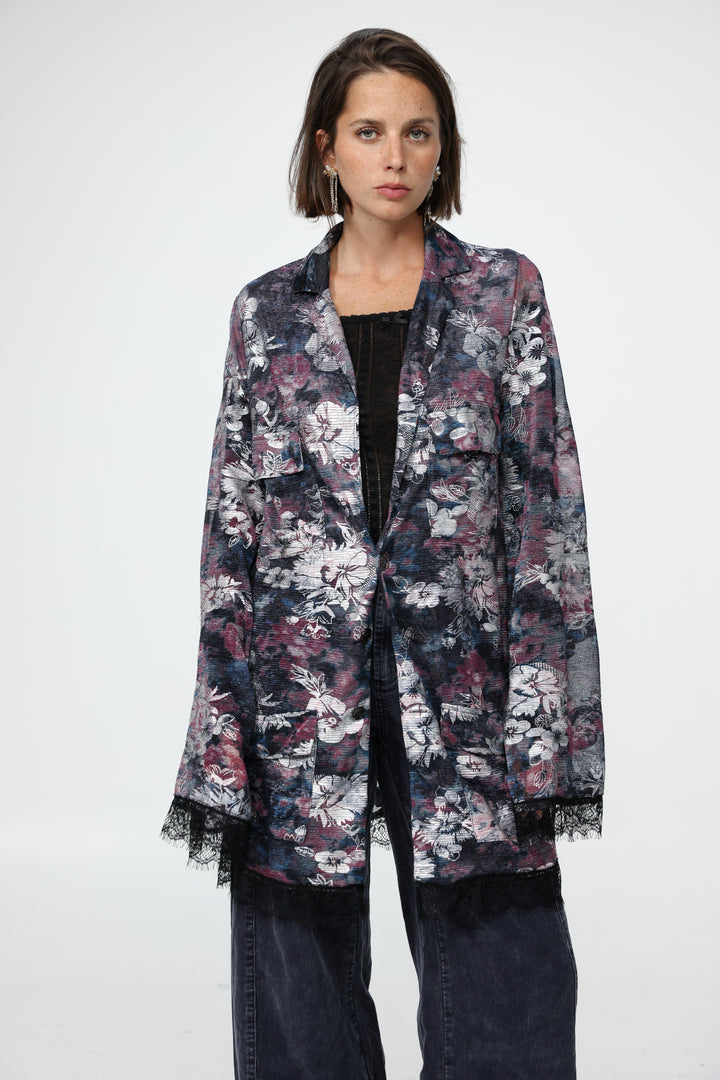 DNA Purple Burnt Velvet Blazer
