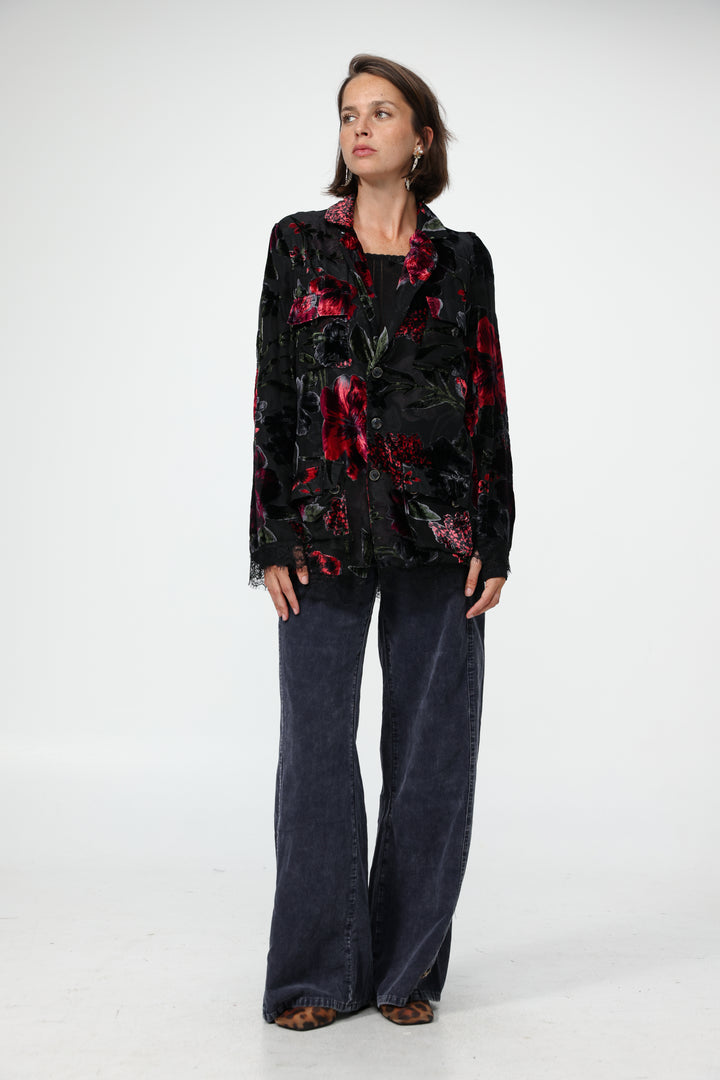DNA Black Burnt Velvet Blazer