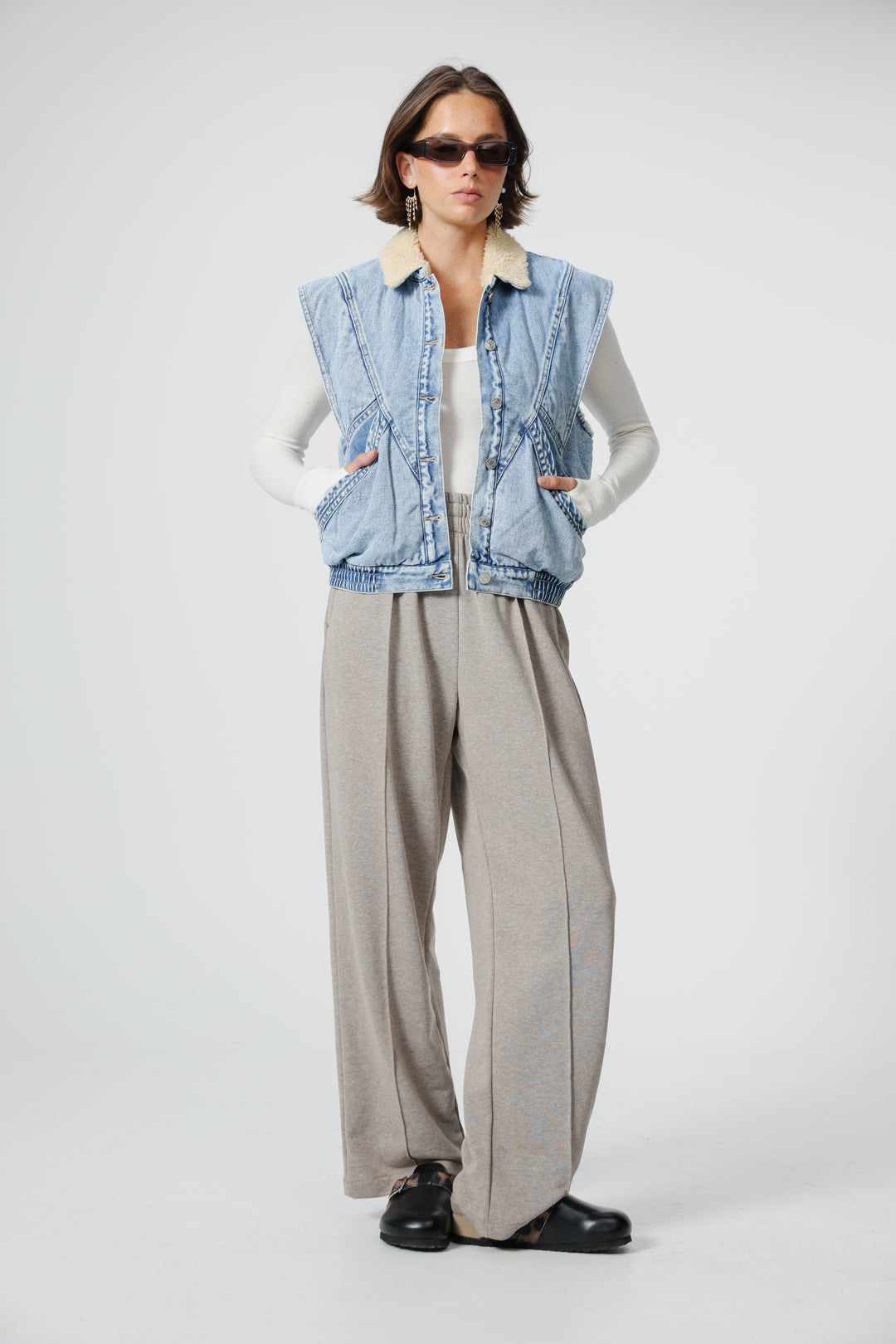 Fur Blue Denim Vest