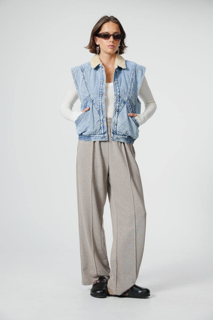 Fur Blue Denim Vest