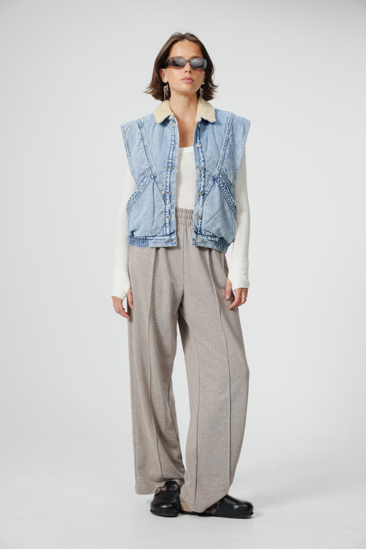 Fur Blue Denim Vest
