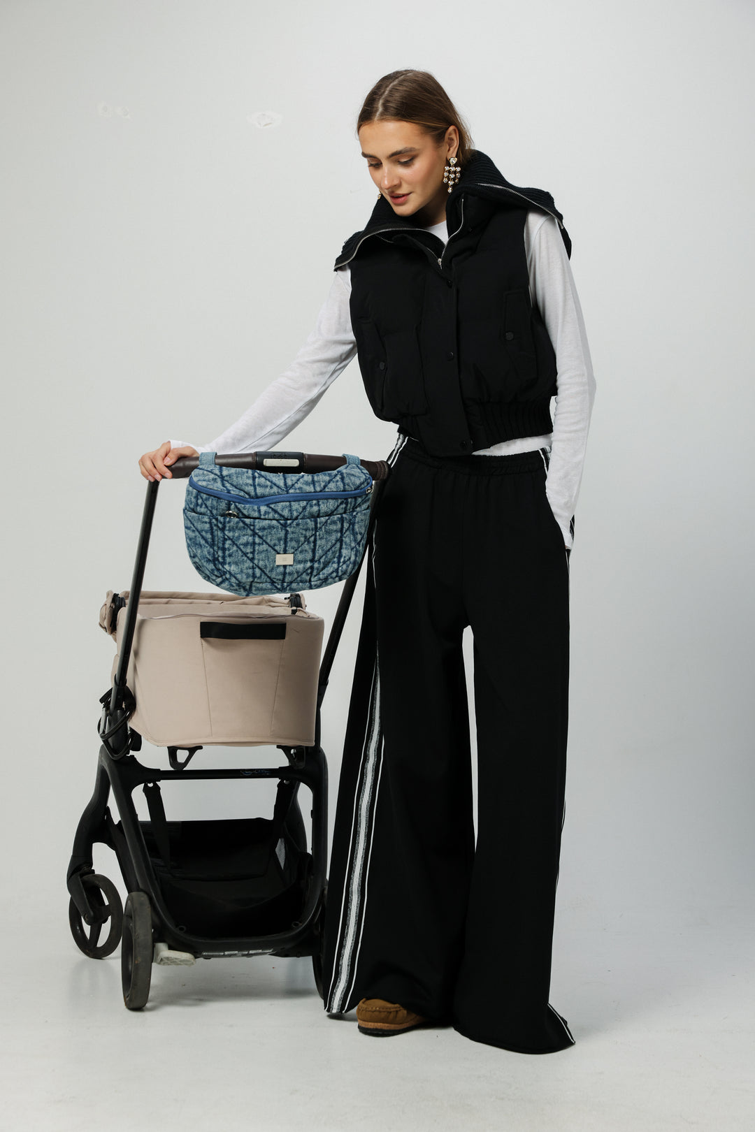 תיק ארגונית דגם ג'ינס לעגלת תינוק Denim Stroller Organizer Bag