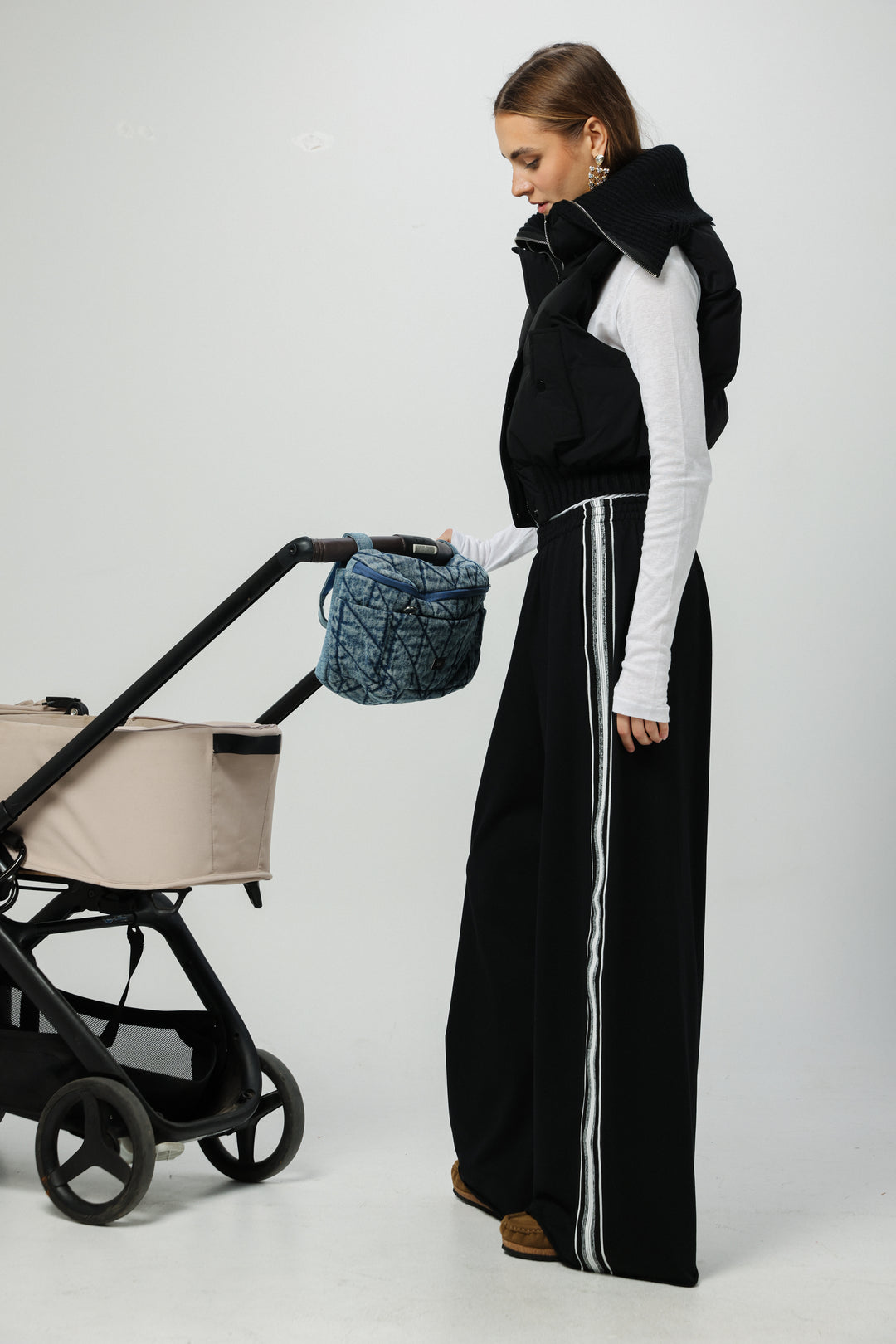 תיק ארגונית בגוון ג'ינס לעגלה Denim Stroller Organizer Bag
