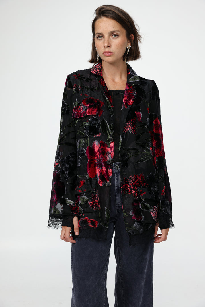 DNA Black Burnt Velvet Blazer