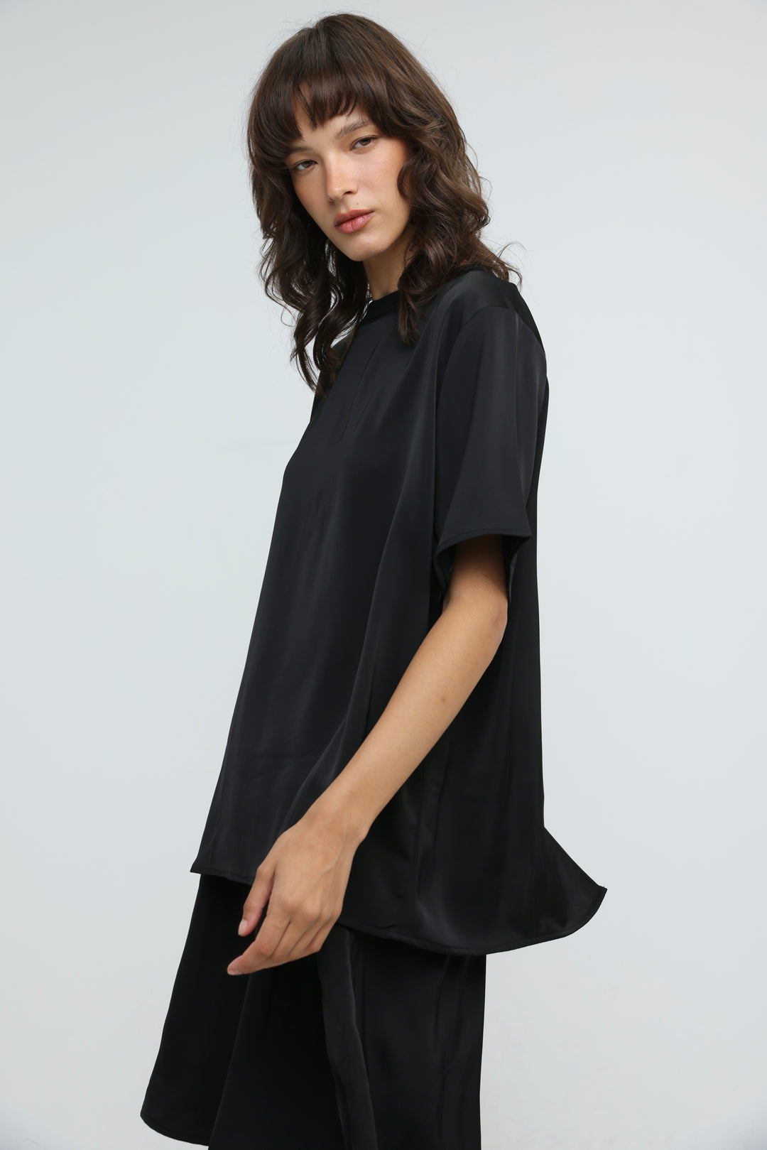 Satin Black Bow Back T-Shirt