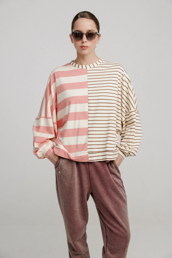 Halves Pink&Brown Striped Shirt