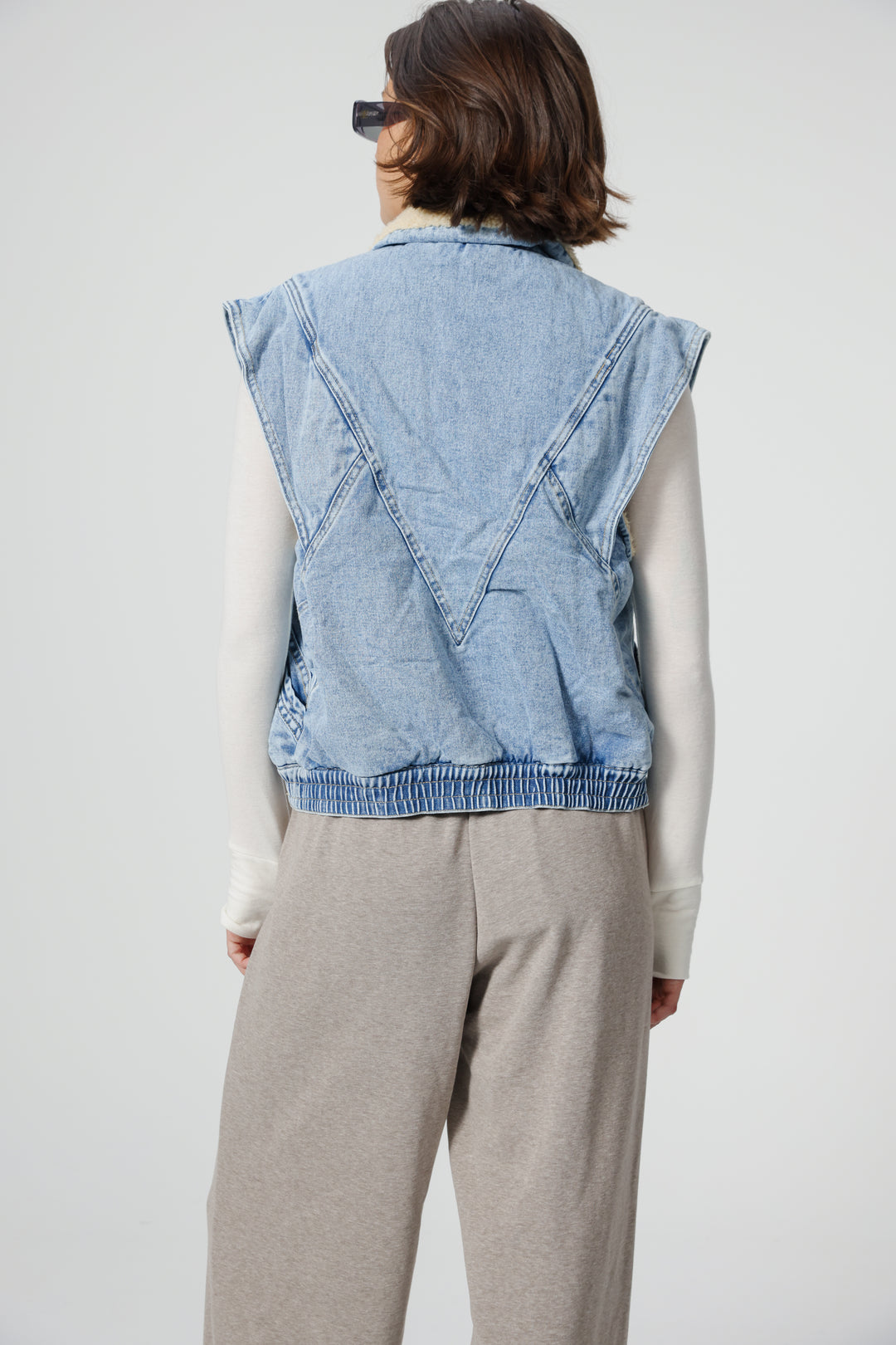 Fur Blue Denim Vest