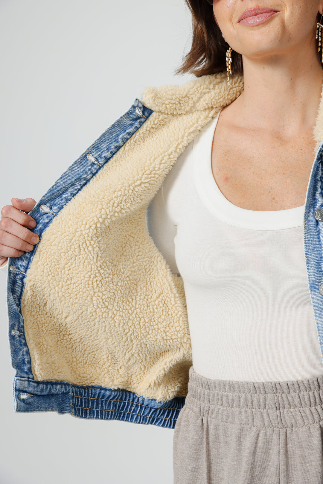 Fur Blue Denim Vest
