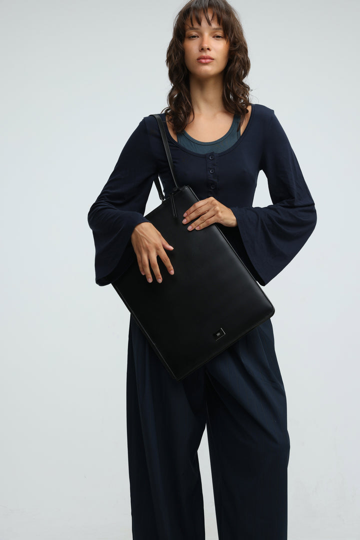 Black Leather Laptop Bag