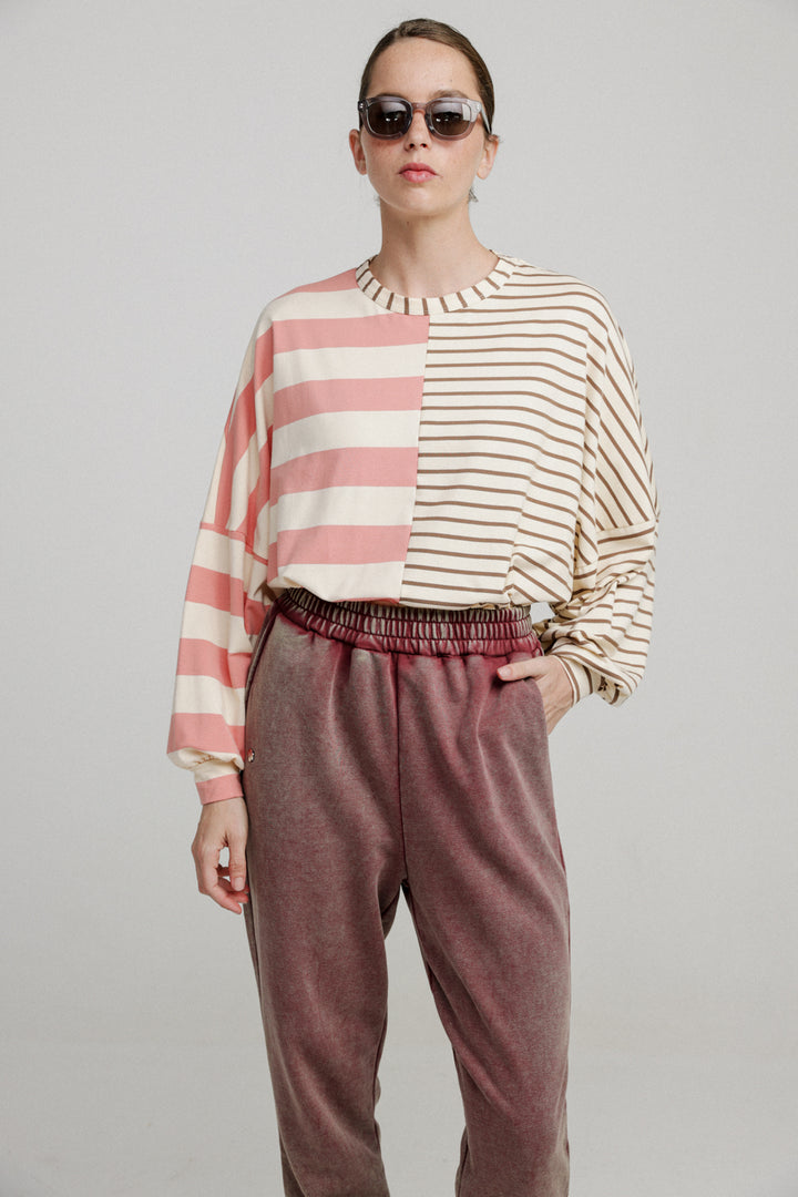 Halves Pink&Brown Striped Shirt