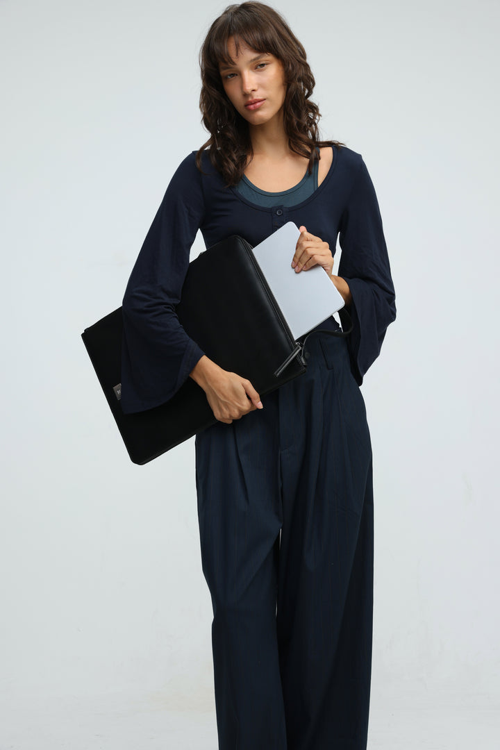Black Leather Laptop Bag