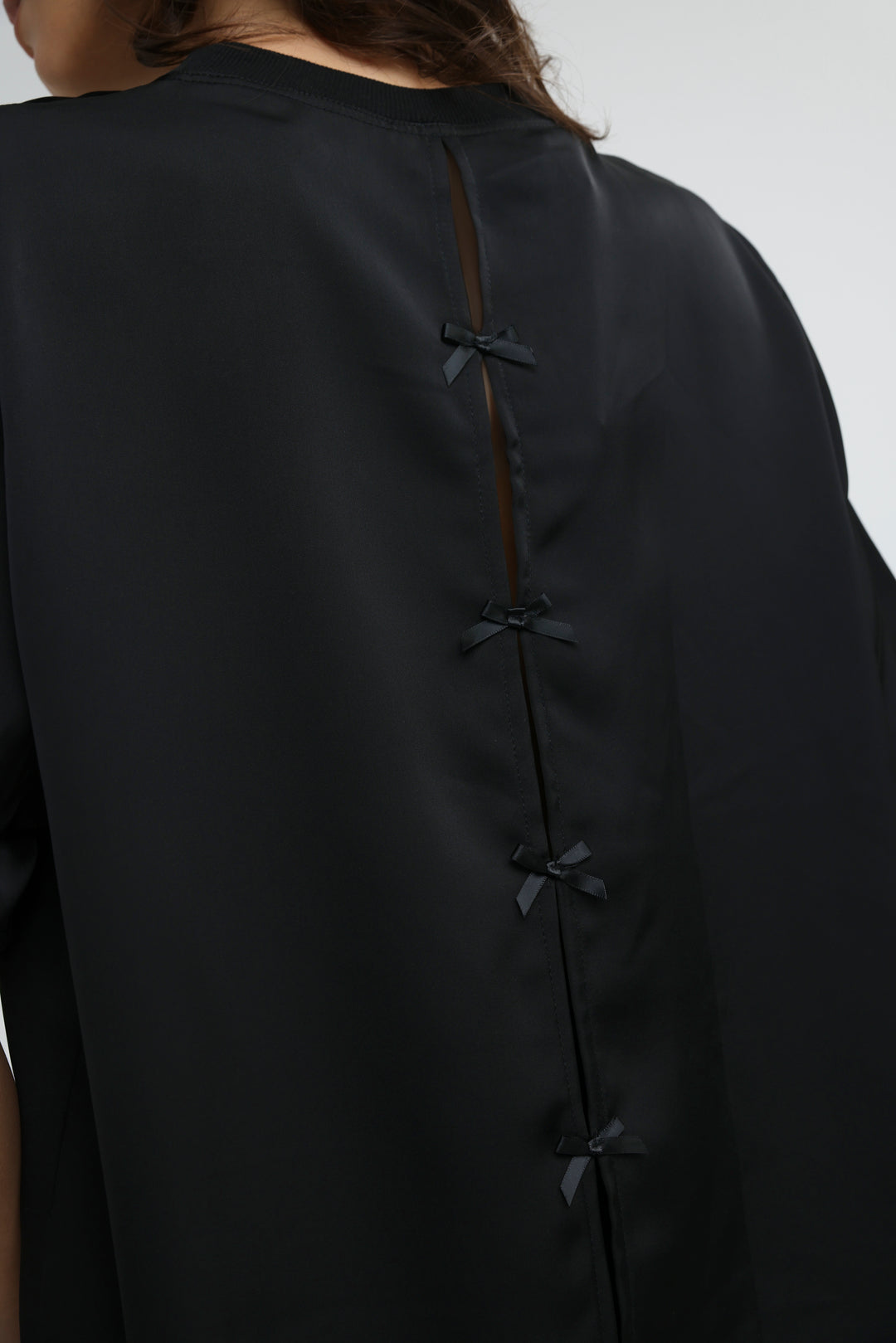 Satin Black Bow Back T-Shirt