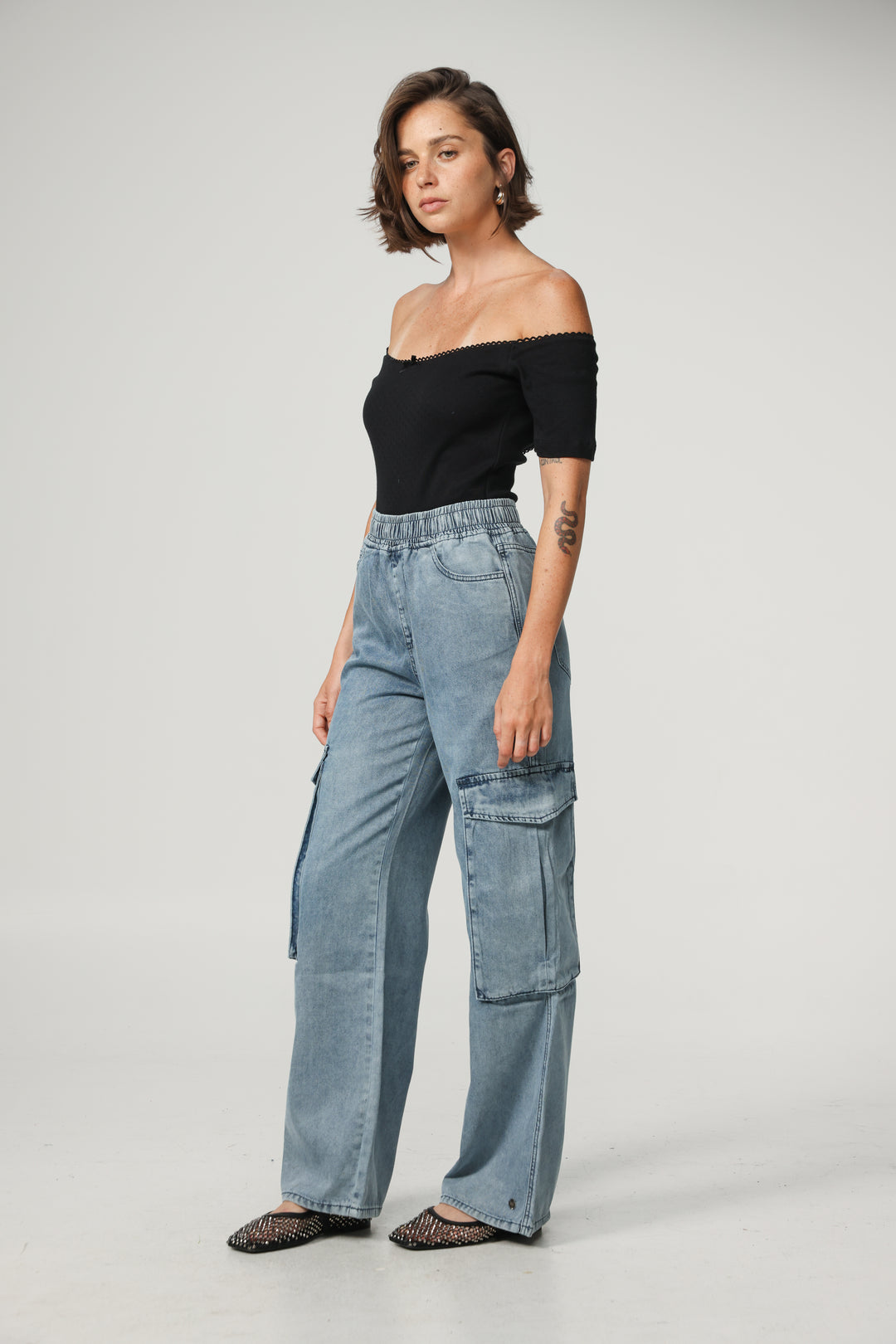 Soft Blue Cargo Denim