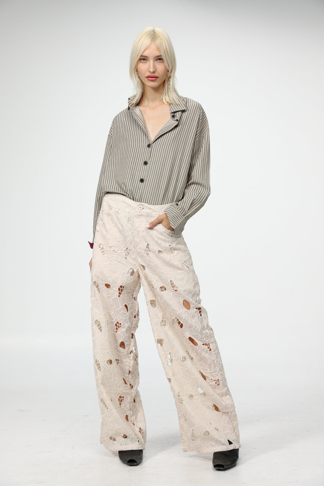 Floral Cutwork Cream Bottoms