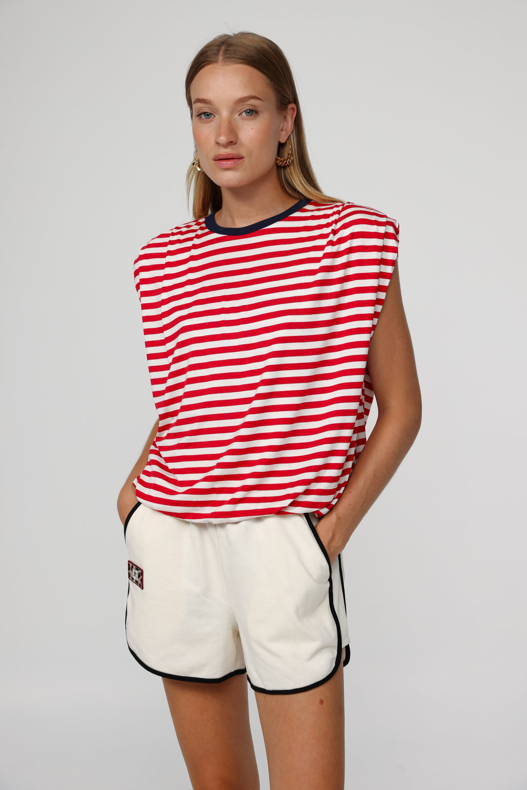 DNA Red Striped Padded Tank