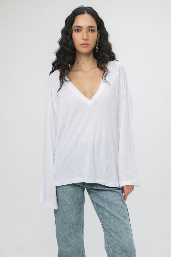 Clean10 White Rib V Shirt