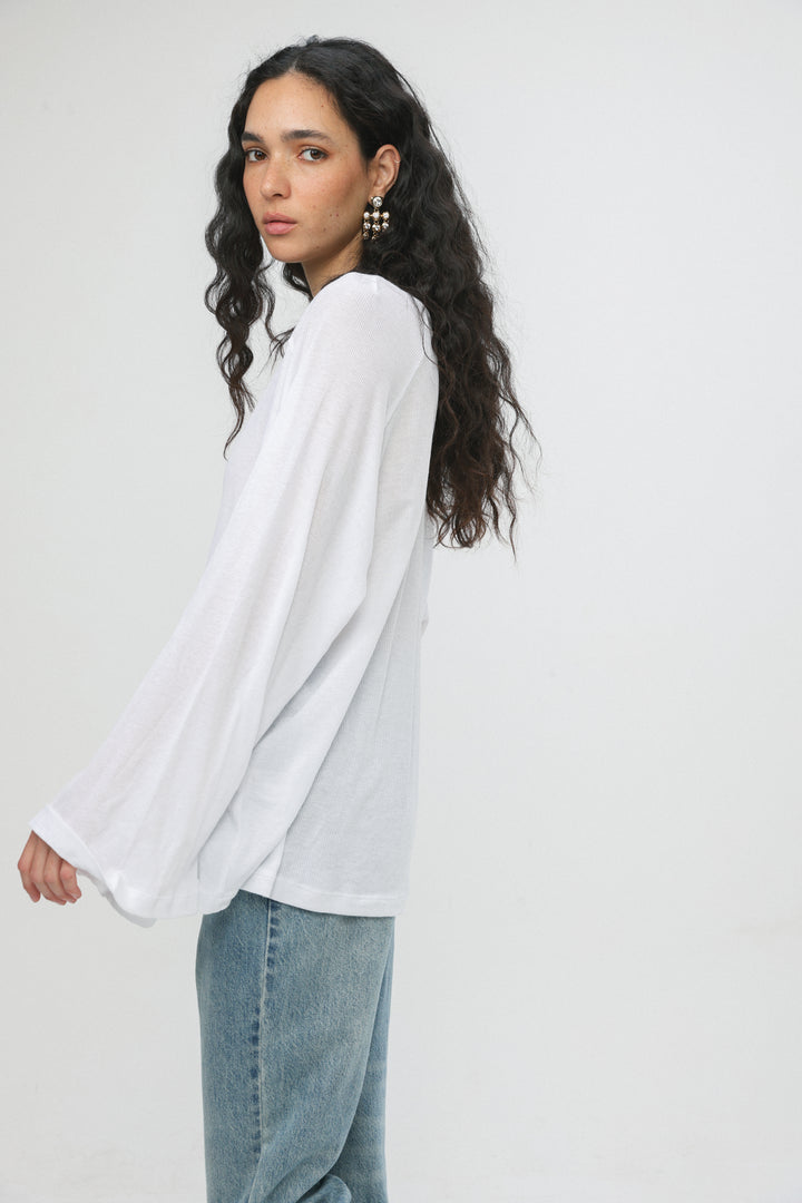 Clean10 White Rib V Shirt