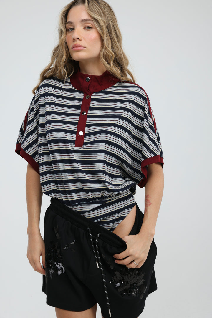 Wanderlight Grey Striped Bodysuit