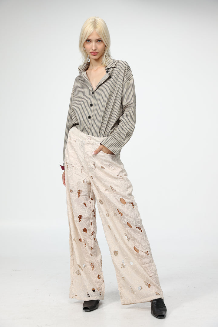 Floral Cutwork Cream Bottoms