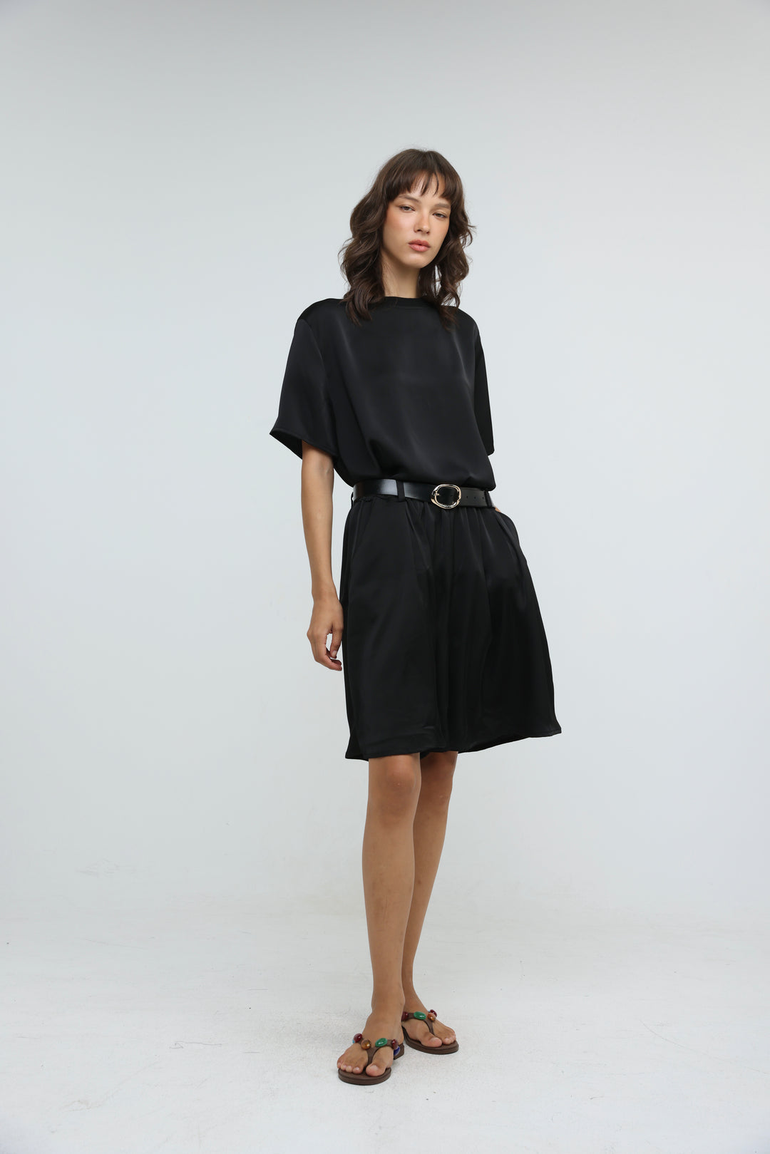 Satin Black Bow Back T-Shirt