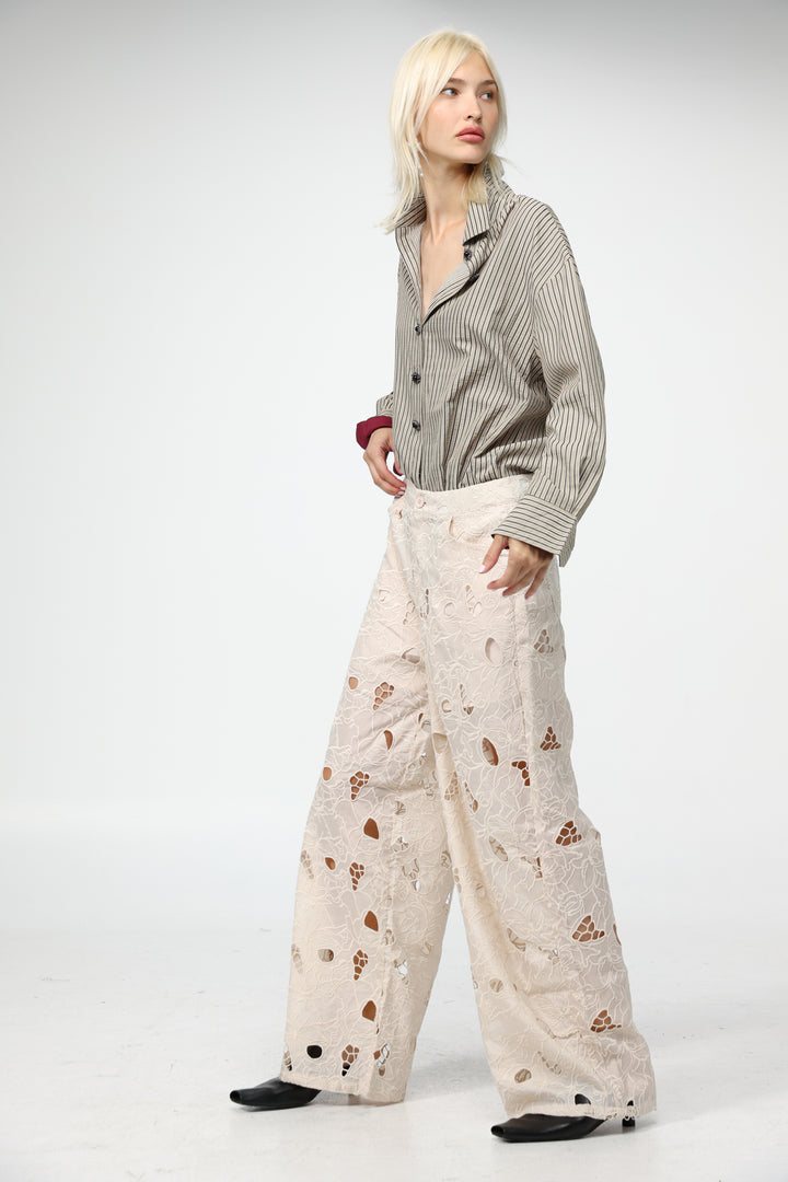 Floral Cutwork Cream Bottoms