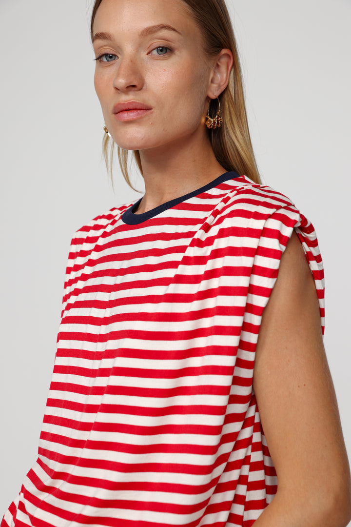 DNA Red Striped Padded Tank