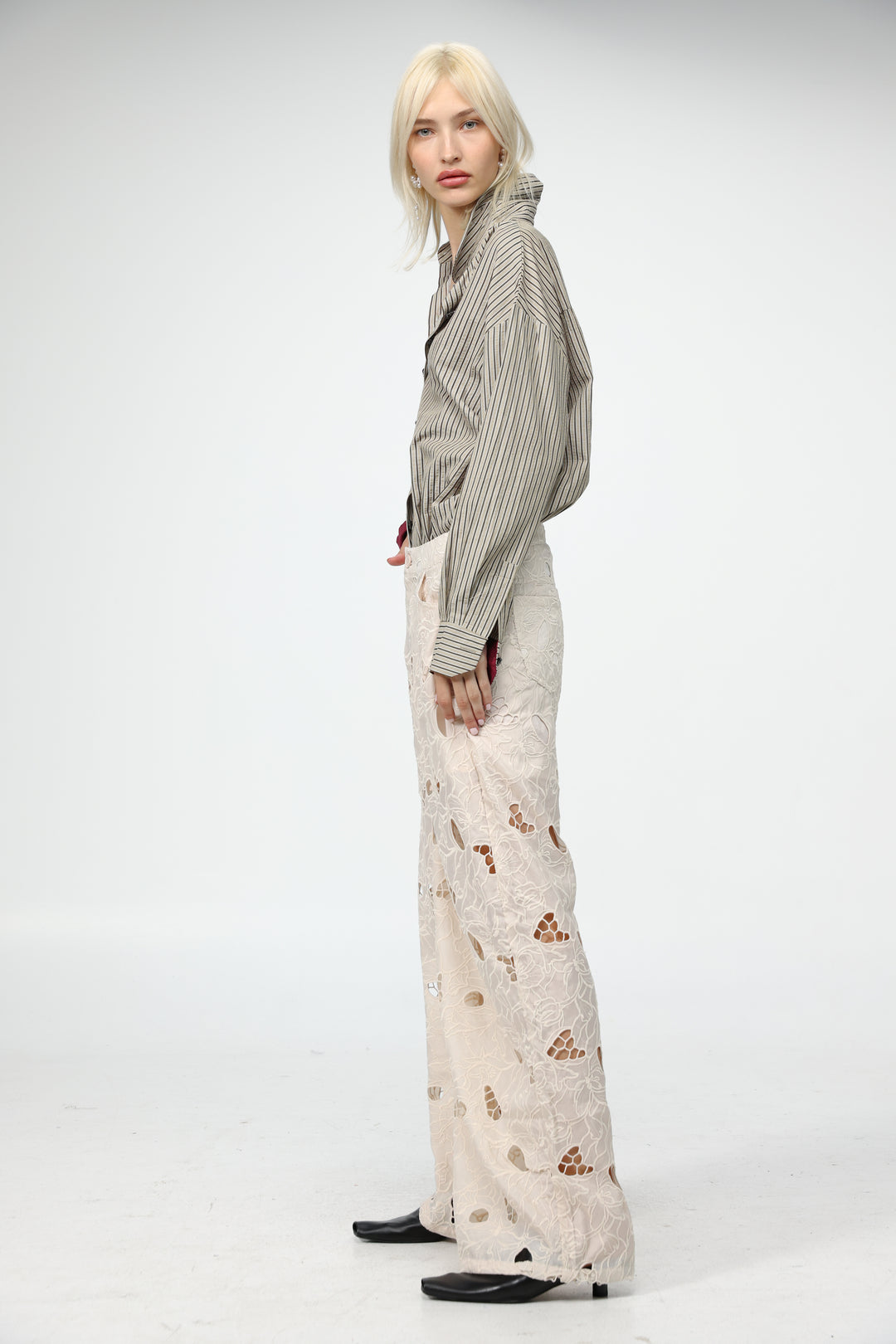 Floral Cutwork Cream Bottoms