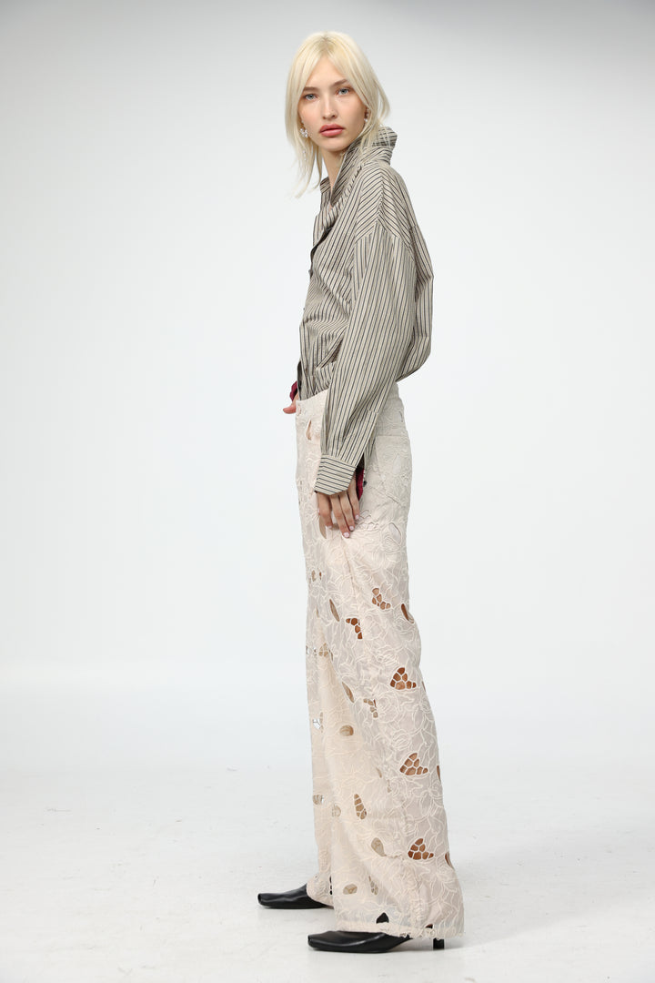 Floral Cutwork Cream Bottoms