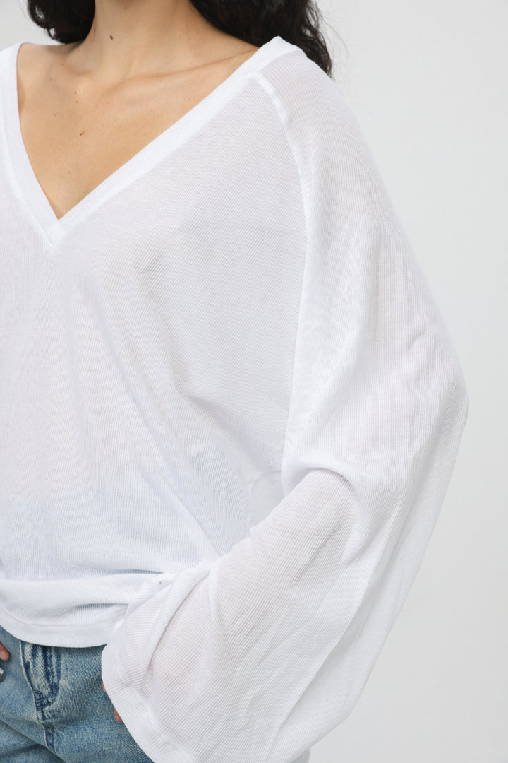 Clean10 White Rib V Shirt